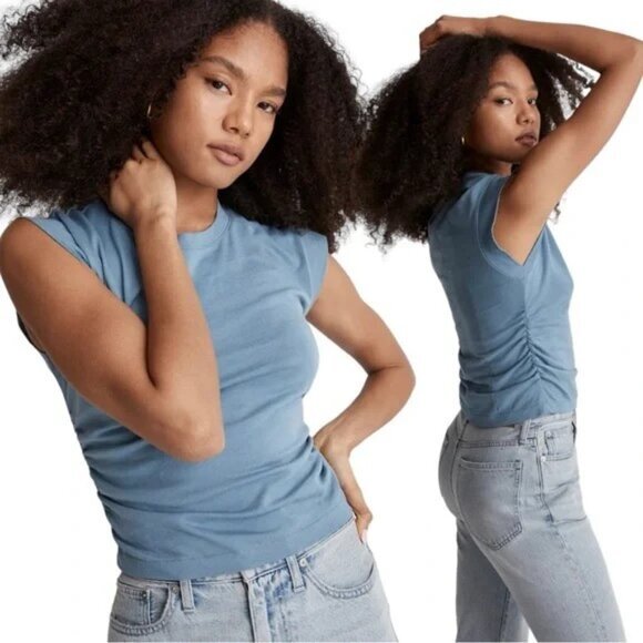 Madewell Tops - Madewell Side-Cinch‎ Muscle Tee Size Small In Tranquil Lake Blue